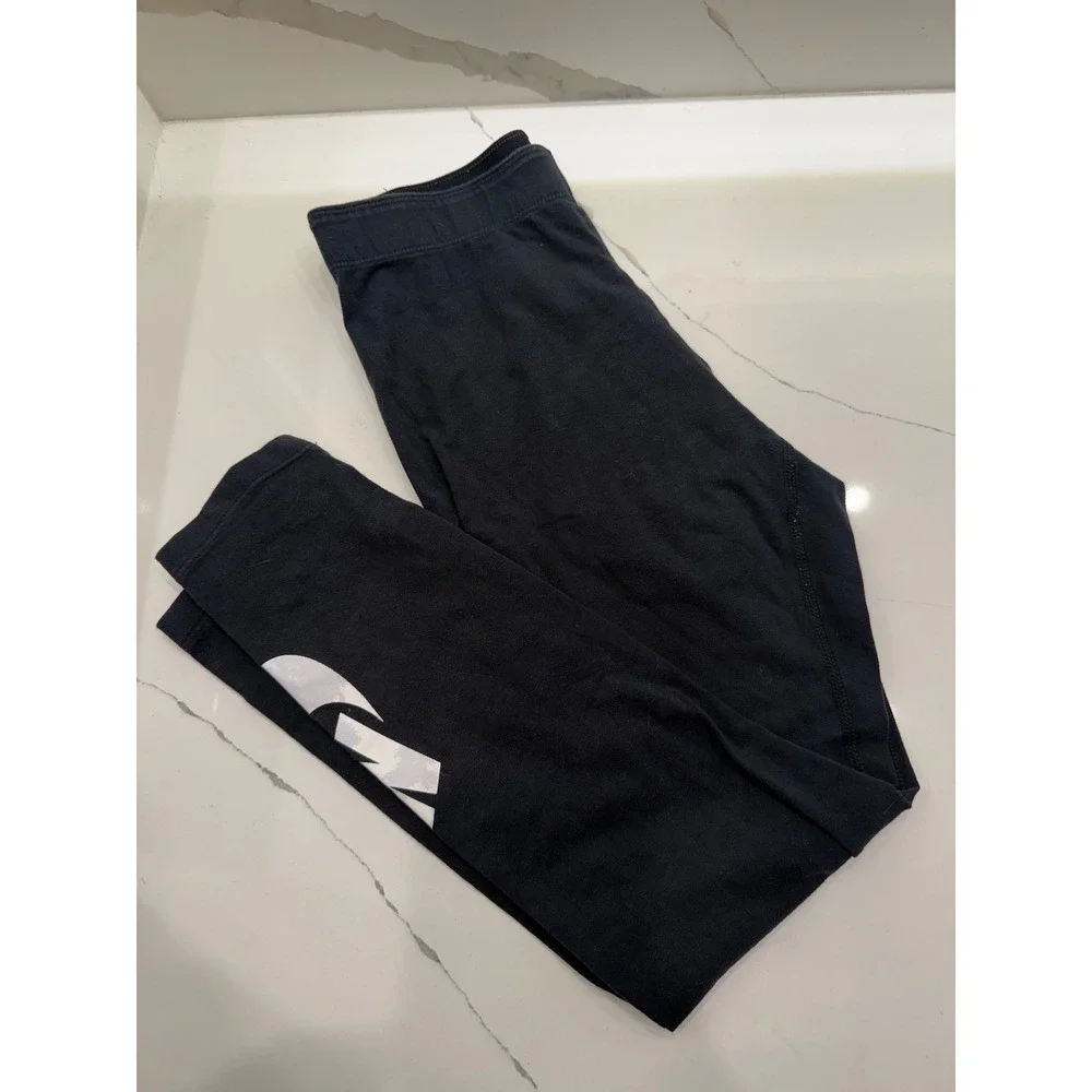 Nike Leggings Black Cotton Spandex Slim Fit Athleisure XS 3/4 length